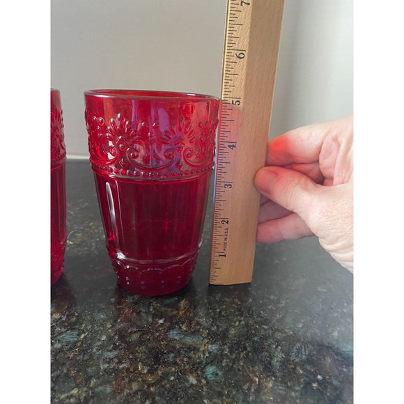 Ruby Red Embossed 5" High Drinking Glasses (Qty. 2) - Picture 3 of 6